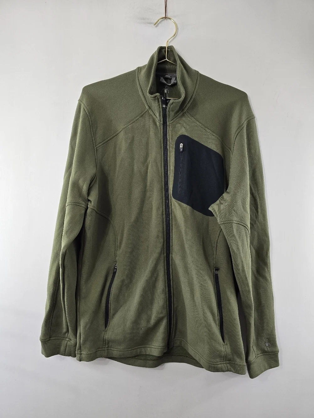 Smartwool Synergy Merino Wool Full Zip Jacket Olive Army Green Mens Size L HTF